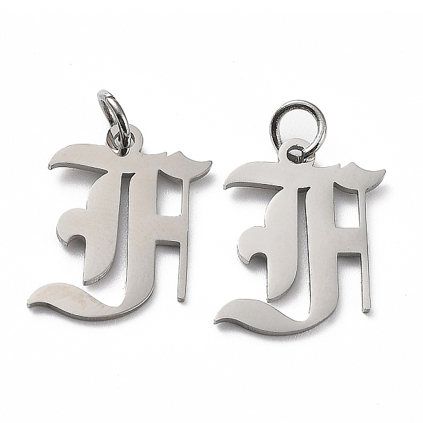 

PandaHall 304 Stainless Steel Pendants, with Jump Ring, Old English, Letter, Laser Cut, Stainless Steel Color, Letter.F, 16.5x14x1mm, Hole...