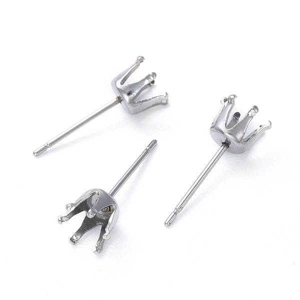 

PandaHall 304 Stainless Steel Post Stud Earring Settings, Prong Earring Setting, Stainless Steel Color, 6mm, Pin: 0.6mm, Tray: 4mm 304...
