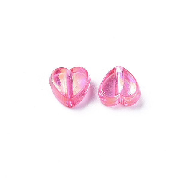 

PandaHall Transparent Acrylic Beads, AB Color Plated, Heart, Hot Pink, 7.5x8x3mm, Hole: 1.8mm, about 3620pcs/500g Acrylic Heart