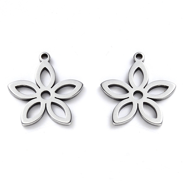 

PandaHall 304 Stainless Steel Pendants, Laser Cut, Flower, Stainless Steel Color, 16x15x1mm, Hole: 1.2mm 304 Stainless Steel Flower