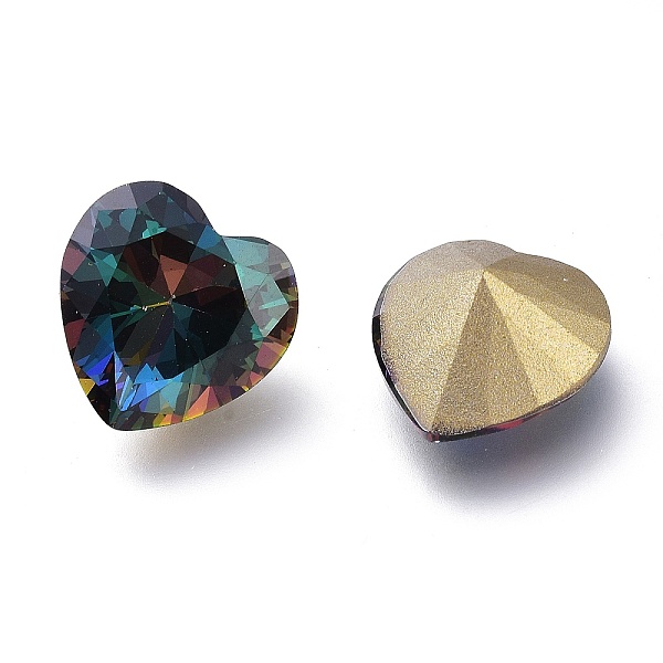 

PandaHall Cubic Zirconia Pointed Back Cabochons, Back Plated, Faceted Heart, Vitrail Rose, 12x12x7mm Cubic Zirconia Heart Pink