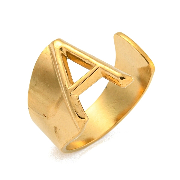 

PandaHall Vacuum Plating 201 Stainless Steel Cuff Rings, Letter A, Inner Diameter: 18mm 201 Stainless Steel Letter A