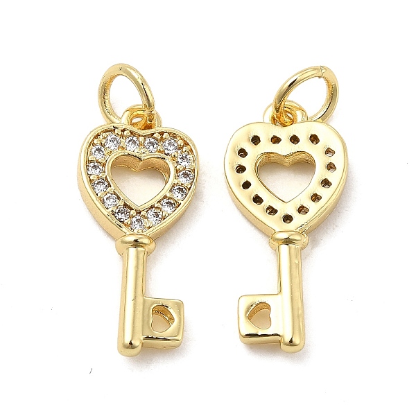 

PandaHall Brass Micro Pave Clear Cubic Zirconia Pendants, with Jump Ring, Heart Key Charm, Real 18K Gold Plated, 17.5x8x2.5mm, Hole: 3.5mm...