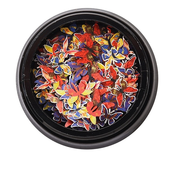 

PandaHall Paper Cabochons, Nail Art Decorations, Lifelike Butterfly, Red, 4~8x5~10x0.1mm, about 50pcs/box Paper Butterfly Red
