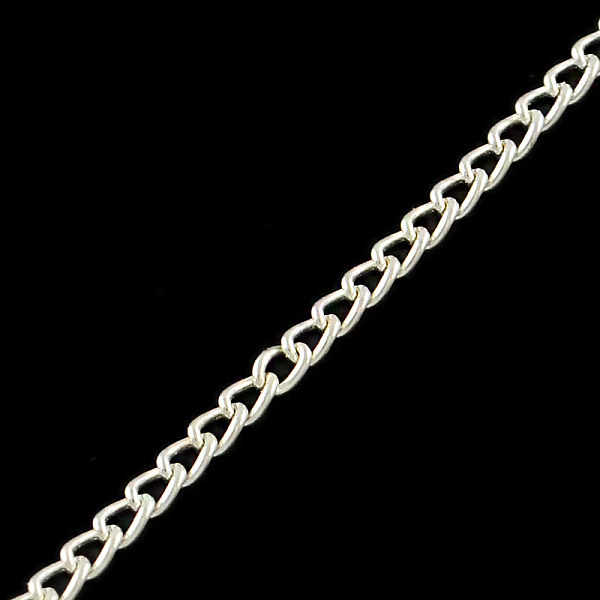 

PandaHall Unwelded Iron Curb Chains, with Spool, Silver Color Plated, 3.2x2.2x0.6mm, about 328.08 Feet(100m)/roll Iron Silver