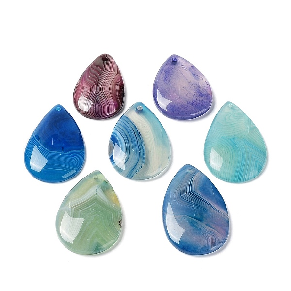 

PandaHall Natural Banded Agate/Striped Agate Pendants, Dyed & Heated, Teardrop Charms, Mixed Color, 38.5~49.5x24~30x5.5~6.5mm, Hole: 1.2~2mm..., Multicolor
