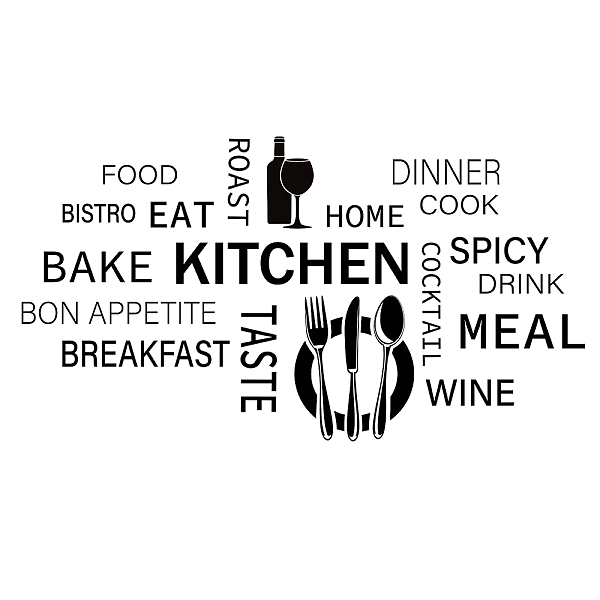 

PandaHall PVC Wall Stickers, for Home Living Room Bedroom Decoration, Tableware Pattern, Black, 300x590mm Plastic Tableware Black