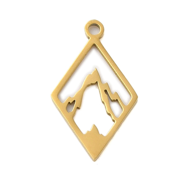 

PandaHall 304 Stainless Steel Pendants, Laser Cut, Real 18K Gold Plated, Rhombus, 21x12x1mm, Hole: 1.5mm 304 Stainless Steel Rhombus