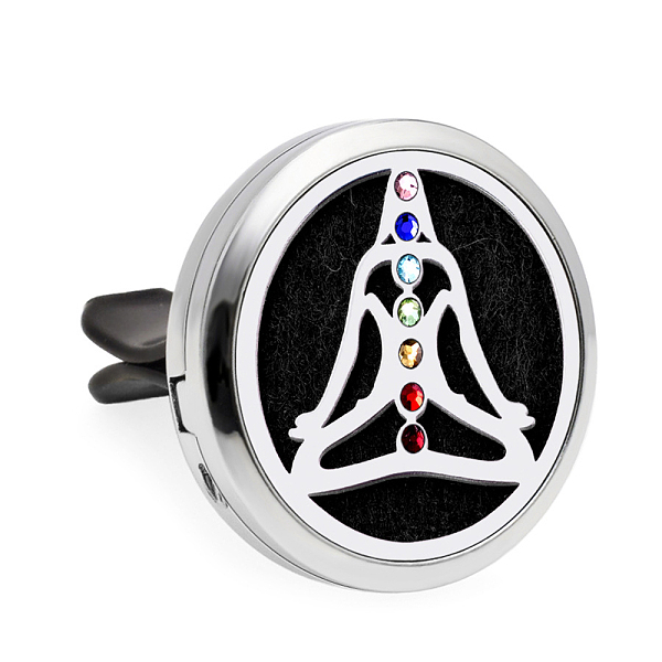

PandaHall Chakra Flat Round Alloy Rhinestone Car Air Vent Clips, Diffuser Locket Clip with Magnetic Lid, For Automobiles Accessories, Human...