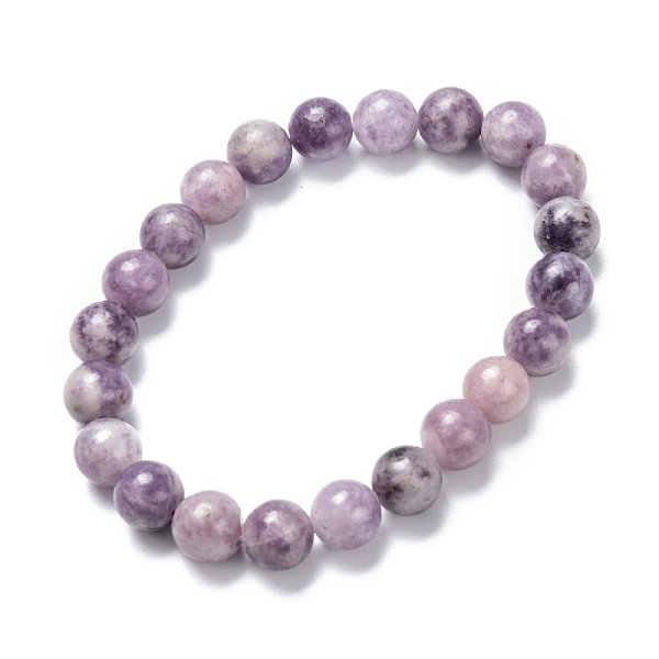 

PandaHall Natural Gemstone Stretch Beaded Bracelets, Round, Inner Diameter: 2-1/8 inch(5.5cm), Beads: 8~9mm Lepidolite