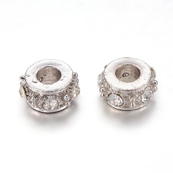 

PandaHall Alloy Rhinestone European Beads, Grade A, Column, Platinum, Crystal, 13x7mm, Hole: 5mm Alloy+Rhinestone Column Clear