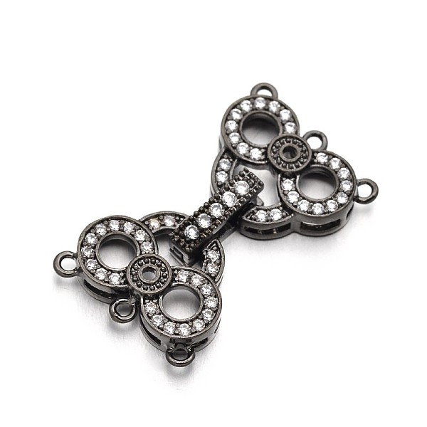 

PandaHall Rack Plating Brass Micro Pave Cubic Zirconia Owl Fold Over Clasps, Lead Free & Cadmium Free, Gunmetal, 28x17x4.5mm, Hole: 1mm...