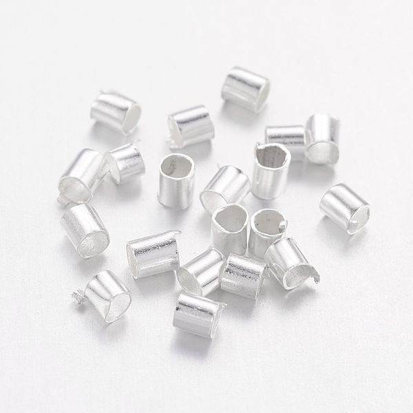 

PandaHall Brass Crimp Beads, Tube, Silver Color Plated, 2x2x0.15mm, Hole: 1.5mm Brass Tube