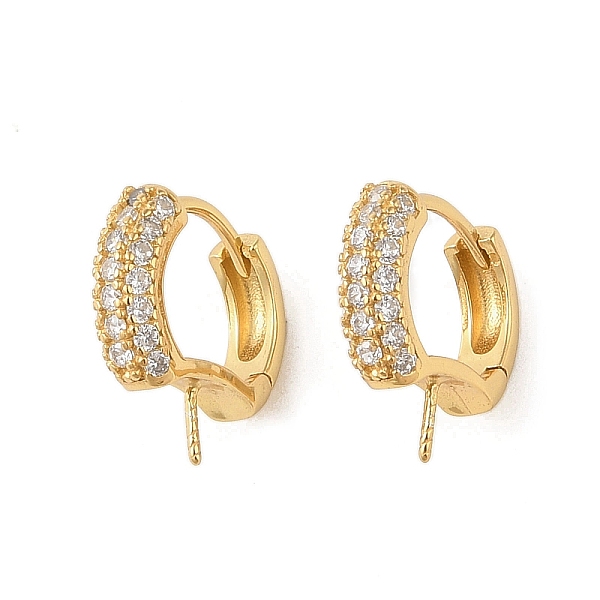 

PandaHall 925 Sterling Silver with Micro Pave Cubic Zirconia Hoop Earrings Findings, Real 18K Gold Plated, 16x14.5x5mm, Pin: 0.8x1mm...