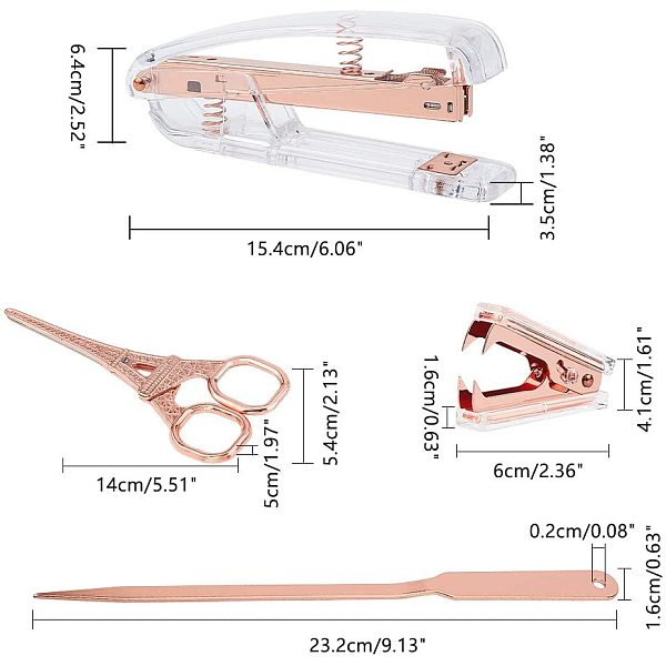 PandaHall Office Tool Sets, with Transparent Spring Powered Desktop Stapler, Iron Claw Staple Remover, Stainless Steel Scissors & Envelope...