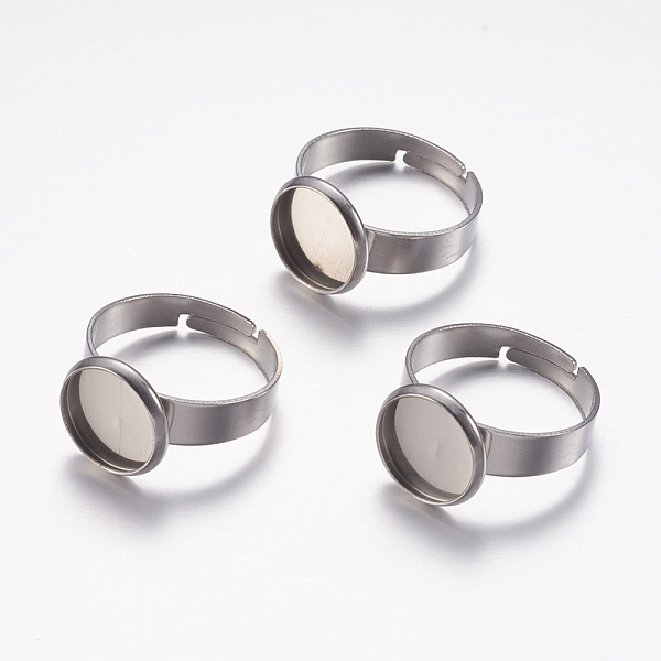 

PandaHall Adjustable 304 Stainless Steel Finger Rings Components, Pad Ring Base Findings, Flat Round, Stainless Steel Color, Tray: 10mm...
