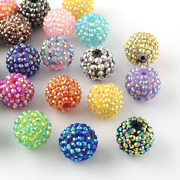 

PandaHall AB-Color Resin Rhinestone Beads, with Acrylic Round Beads Inside, for Bubblegum Jewelry, Mixed Color, 16x14mm, Hole: 2~2.5mm..., Multicolor