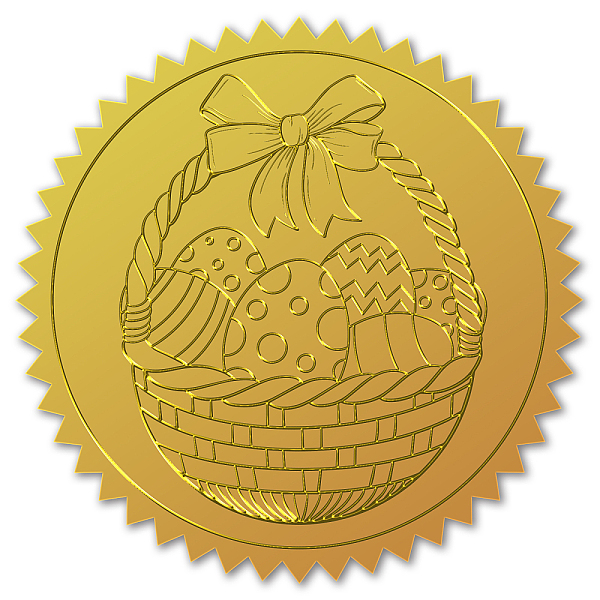 

PandaHall Self Adhesive Gold Foil Embossed Stickers, Medal Decoration Sticker, Easter Theme Pattern, 5x5cm Metal Egg Gold