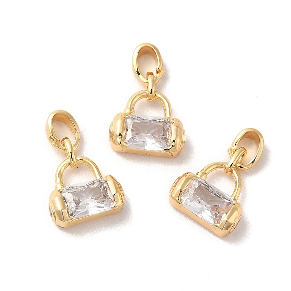 

PandaHall Brass Micro Pave Cubic Zirconia Pendants, Lock, Real 18K Gold Plated, 13x10.5x4mm, Hole: 4.2x2.5mm Brass+Cubic Zirconia Lock Clear