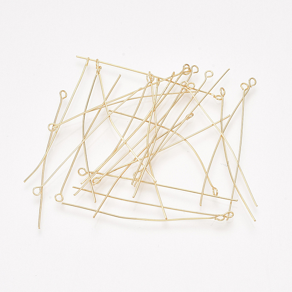

PandaHall Brass Eye Pins, Real 18K Gold Plated, 50x0.5mm, Hole: 1.6mm Brass