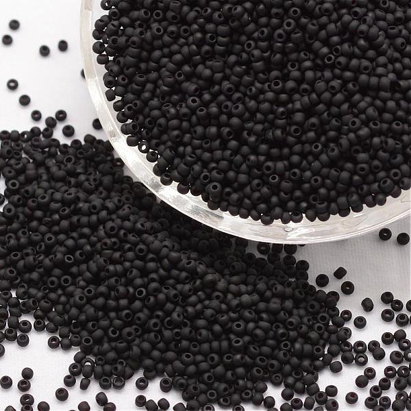 

PandaHall 15/0 Round Glass Seed Beads, Grade A, Frosted, Opaque Colours, Black, 1.3~1.5mm, Hole: 0.5mm, about 75000pcs/pound Glass Black