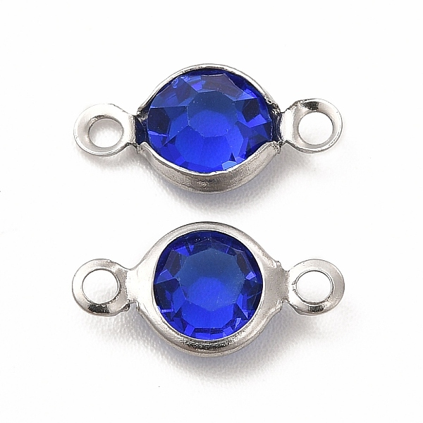 

PandaHall 304 Stainless Steel with Glass Connector Charms, Flat Round Links, Stainless Steel Color, Blue, 12.5x7x2mm, Hole: 1.5mm 304...