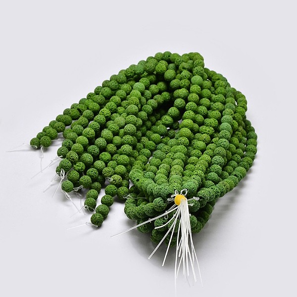 

PandaHall Natural Lava Rock Round Bead Strands, Dyed, Green, 8mm, Hole: 1mm, about 50pcs/strand, 15.7 inch Lava Rock Round Green