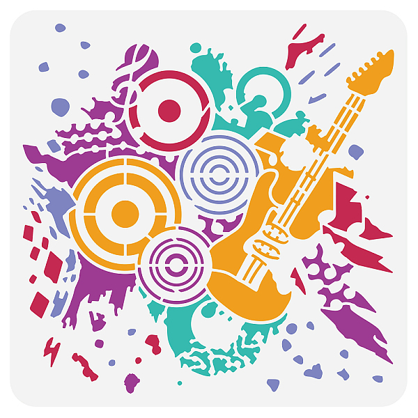

PandaHall BENECREAT Grunge Music Painting Stencils, 12x12inch Rock Theme Music Note Plastic Decoration Template for DIY, Engraving...