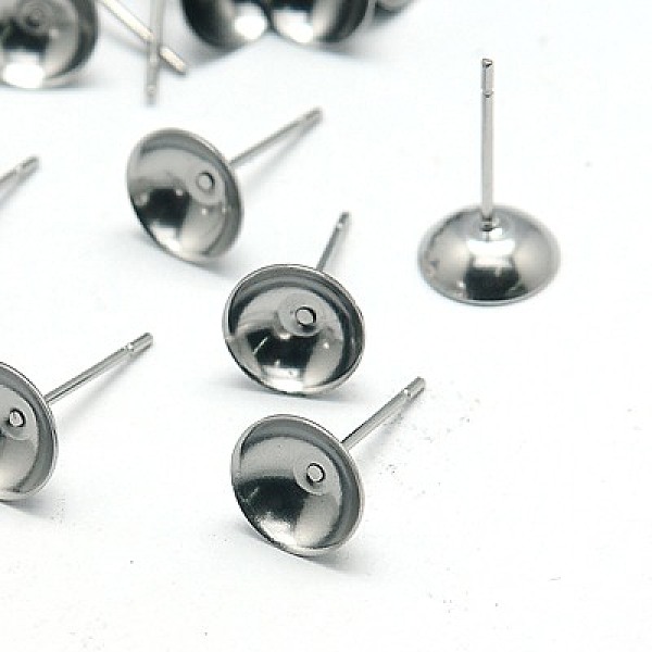 

PandaHall 304 Stainless Steel Stud Earring Findings, Stainless Steel Color, 8x2.5mm, Pin: 0.7mm 304 Stainless Steel Others