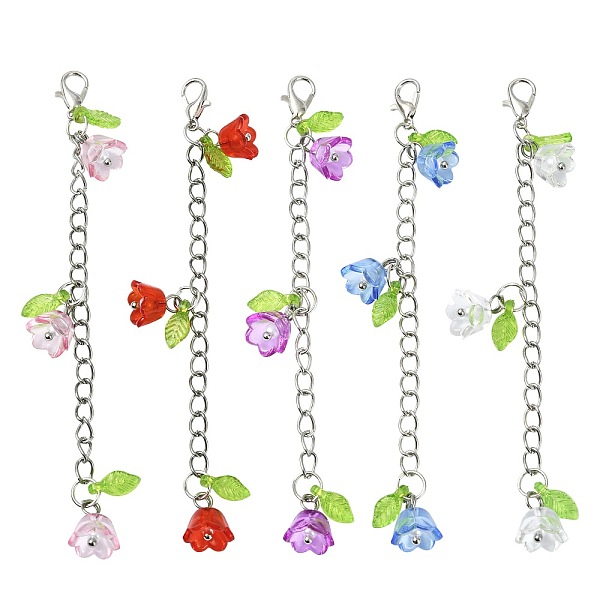 10 pièce 5 styles de décorations suspendues en forme de fleur en acrylique