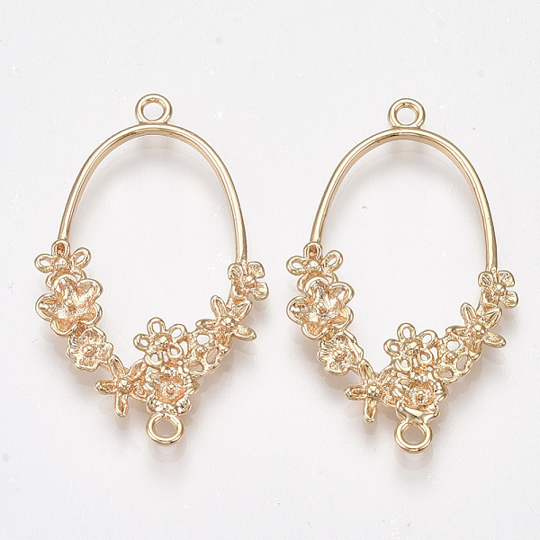 

PandaHall Brass Links connectors, Nickel Free, Real 18K Gold Plated, Flower, 40x24x3.5mm, Hole: 1.8mm Brass Flower