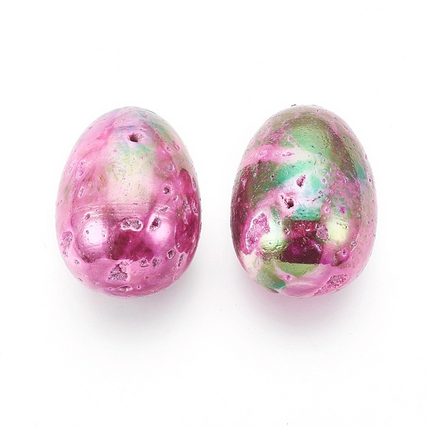

PandaHall Electroplated Natural Druzy Geode Quartz Home Display Decorations, Multi-color Plated, Egg Stone, For Easter, Multi-color Plated...