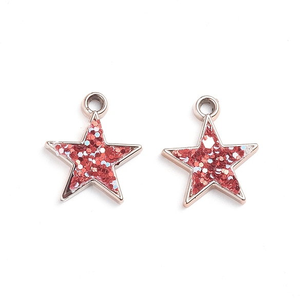 

PandaHall CCB Plastic Pendants, with Paillette, with Loop, Star, Rose Gold, Red, 23.5x20x3mm, Hole: 3mm Plastic Star Red