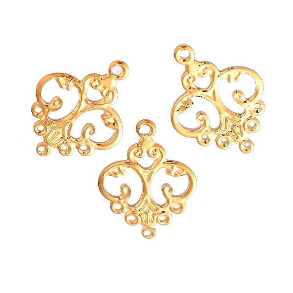 

PandaHall Iron Filigree Joiners, Etched Metal Embellishments, Flower, Golden, 32x24x0.5mm, Hole: 1.5mm & 2.5mm Iron Flower