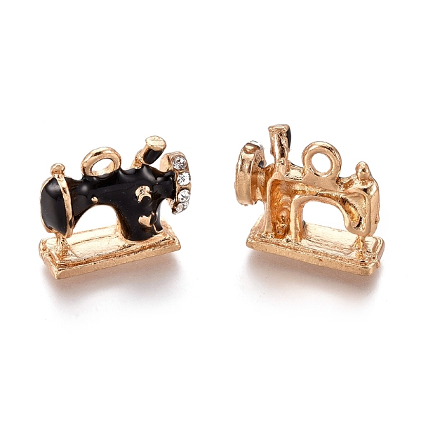

PandaHall Alloy Pendants, with Enamel and Crystal Rhinestone, Sewing Machine, Golden, Black, 13.5x16x6mm, Hole: 2mm Alloy Rhinestone+Enamel..., Clear