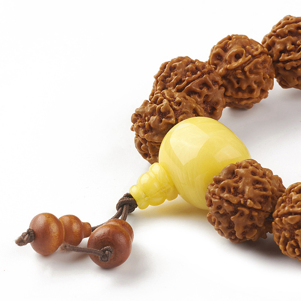 

PandaHall Mala Beads Bracelet, Round Natural Rudraksha Beaded Stretch Bracelet for Women, with Plastic Beads, Champagne Yellow, Inner...