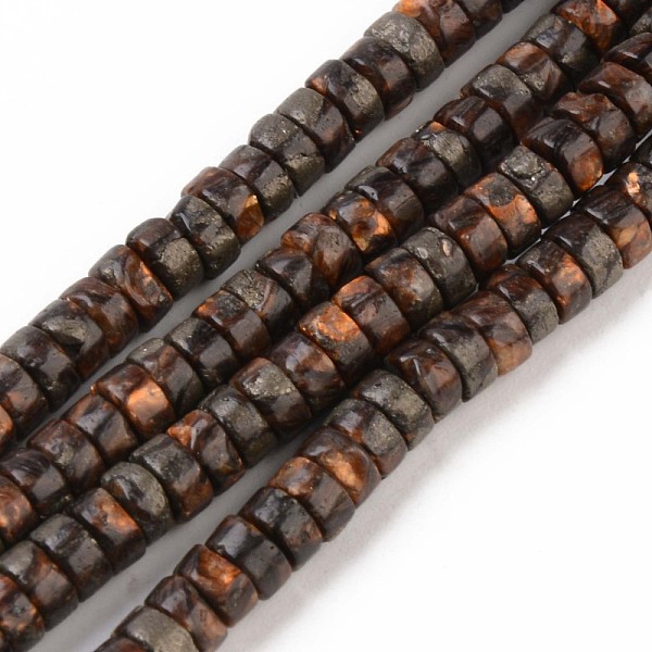 

PandaHall Natural Bronzite & Pyrite Beads Strands, Flat Round/Disc, Heishi Beads, Dyed, 4.5x2mm, Hole: 1mm, about 180~182pcs/strand, 16.14...