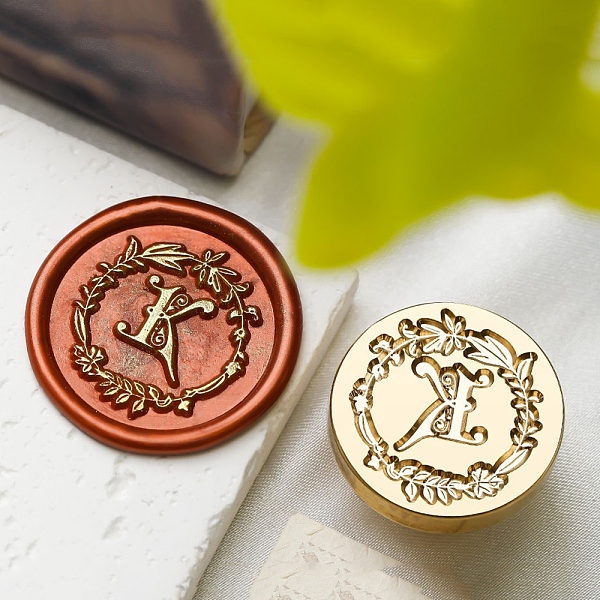 

PandaHall Golden Tone Wax Seal Brass Stamp Head, Flower with Letter Pattern, for Wax Seal Stamp, Letter K, 24x14mm, Inner Diameter: 7mm...