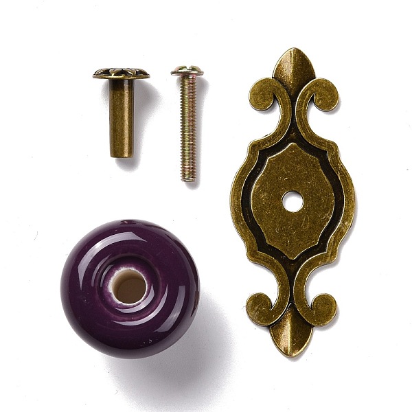 

PandaHall Round-shaped Porcelain Cabinet Door Knobs, Kitchen Drawer Pulls Cabinet Handles, with Screw & Zinc Alloy Finding, Indigo..., Purple