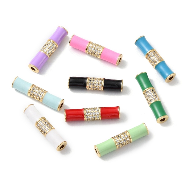 

PandaHall Rack Plating Brass Clear Micro Pave Cubic Zirconia Beads, with Enamel, Long-Lasting Plated, Real 18K Gold Plated, Cadmium Free &..., Multicolor