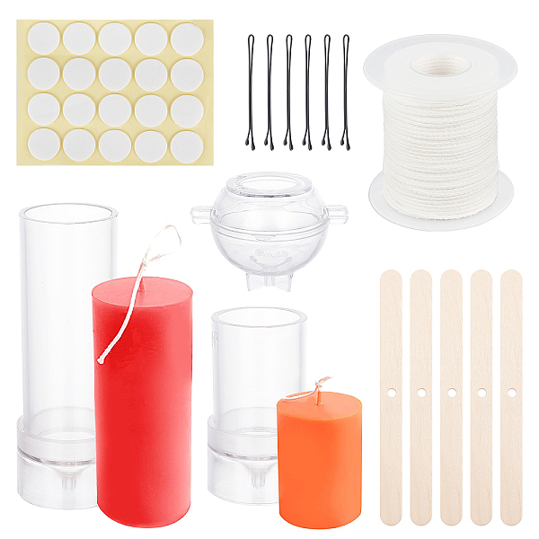 

PandaHall Olycraft DIY Candle Making Tools, with Plastic Candle Molds, Eco-Friendly Candle Wick, Iron Hair Bobby Pins Simple Hairpin, Paper..., Clear