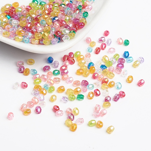 

PandaHall Mixed Color Plating Faceted Round Acrylic Spacer Beads, about 3.5mm wide, 4mm long, hole: 1mm Acrylic Drum Multicolor