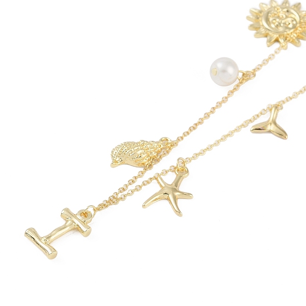 

PandaHall Bohemian Summer Beach Style 18K Gold Plated Shell Shape Initial Pendant Necklaces Brass