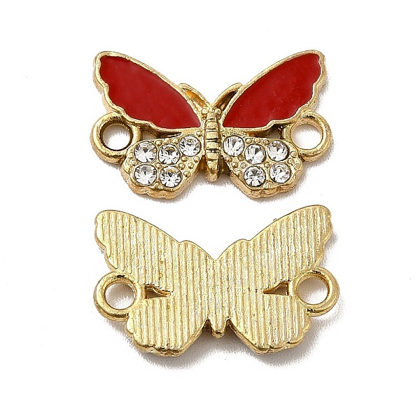

PandaHall Alloy Crystal Rhinestone Connector Charms, Butterfly Links with FireBrick Enamel, Light Gold, 11x17.5x2mm, Hole: 2mm Alloy..., Red