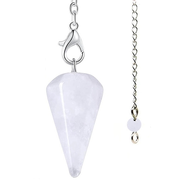 

PandaHall Natural Quartz Crystal Dowsing Pendulums, Hexagonal Cone Big Pendant, 35x21mm Quartz Crystal Cone