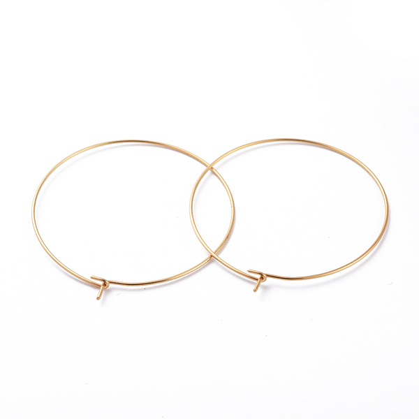 

PandaHall 316 Surgical Stainless Steel Hoop Earring Findings, Wine Glass Charms Findings, Real 18k Gold Plated, 21 Gauge, 40x0.7mm 316...