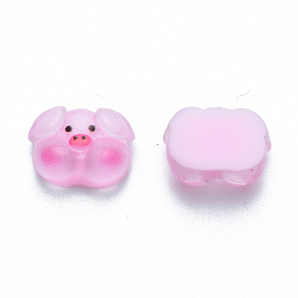 

PandaHall Translucent Resin Cabochons, Printed, Pig, Pearl Pink, 8x10.5x4mm Resin Pig