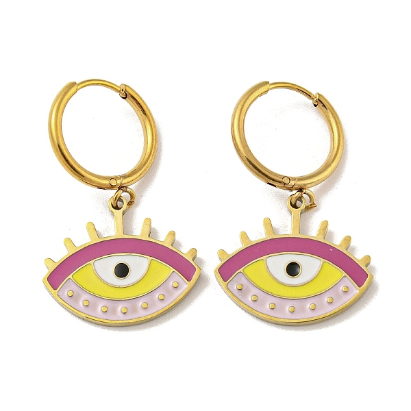 

PandaHall Golden 304 Stainless Steel Hoop Earrings, Eye 316 Surgical Stainless Steel Enamel Drop Earrings, Red, 28.5x17mm 304 Stainless...