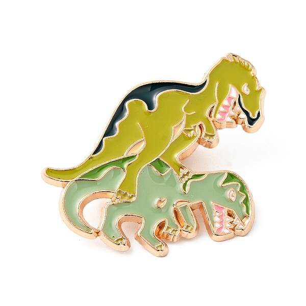 

PandaHall Dinosaur Enamel Pin, Light Gold Plated Alloy Badge for Backpack Clothes, Dark Khaki, 35.5x34.5x1.5mm Alloy+Enamel