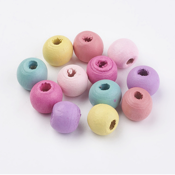 

PandaHall Natural Wood Beads, Dyed, Round, Mixed Color, 10x9mm, Hole: 3mm, about 1780pcs/500g Wood Round Multicolor